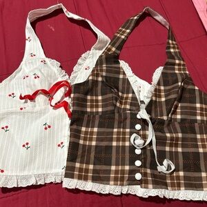 Cherry Print and Plaid corset tops
